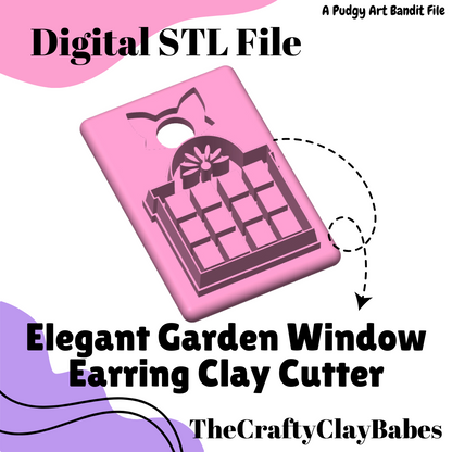 Elegant Garden Window Digital STL Polymer Clay Earring Cutter File