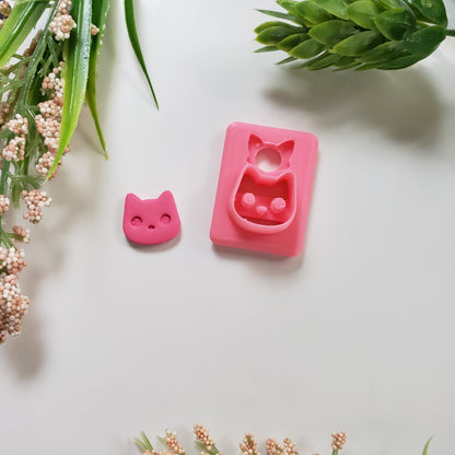 Cat Face Stud Digital STL Polymer Clay Earring Cutter File