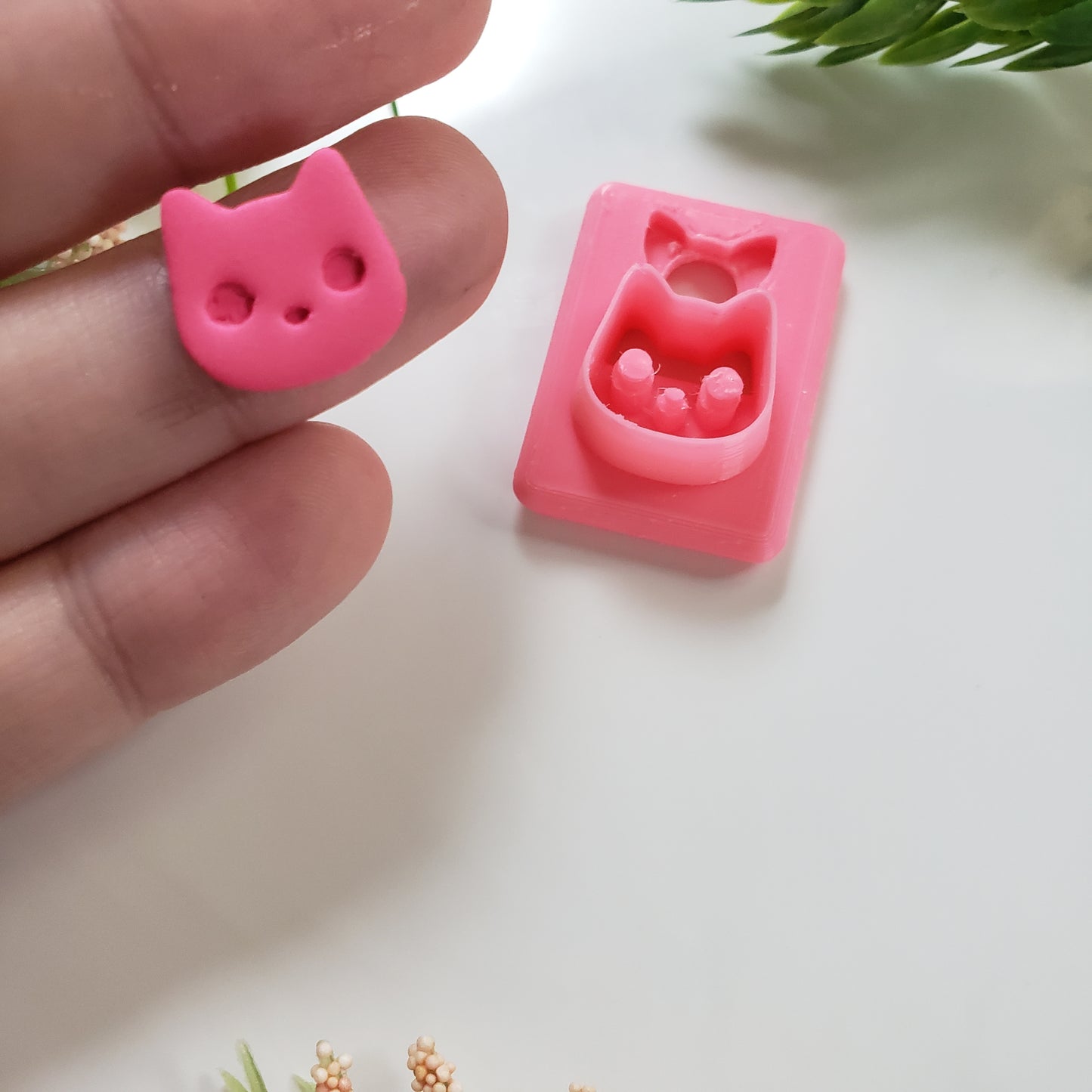 Cat Face Stud Digital STL Polymer Clay Earring Cutter File