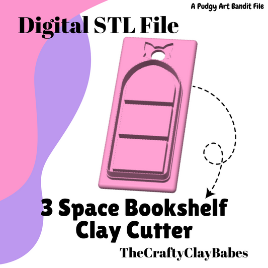 3 Space Bookshelf Digital STL Polymer Clay Earring Cutter File