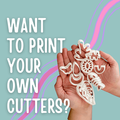 Hands holding polymer clay cutters.   want to print your own cutters