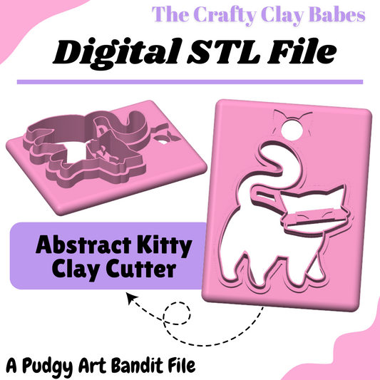 Abstract Kitty Digital STL Polymer Clay Earring Cutter File