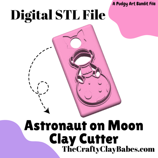 Astronaut on Moon Digital STL Polymer Clay Earring Cutter File