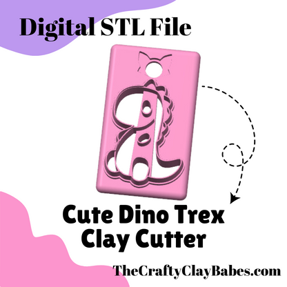 Cute Dino Trex Digital STL Polymer Clay Earring Cutter File