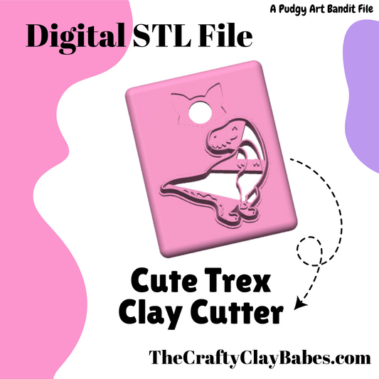 Cute Trex Digital STL Polymer Clay Earring Cutter File