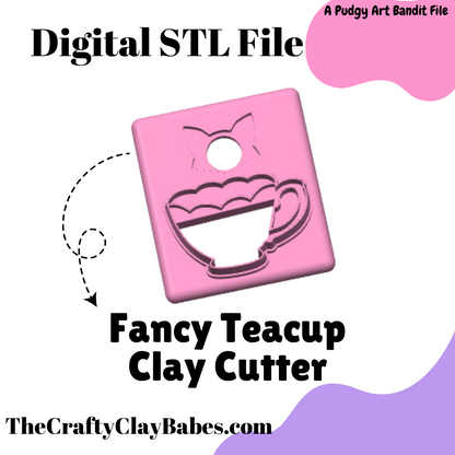 Fancy Teacup Digital STL Polymer Clay Earring Cutter File