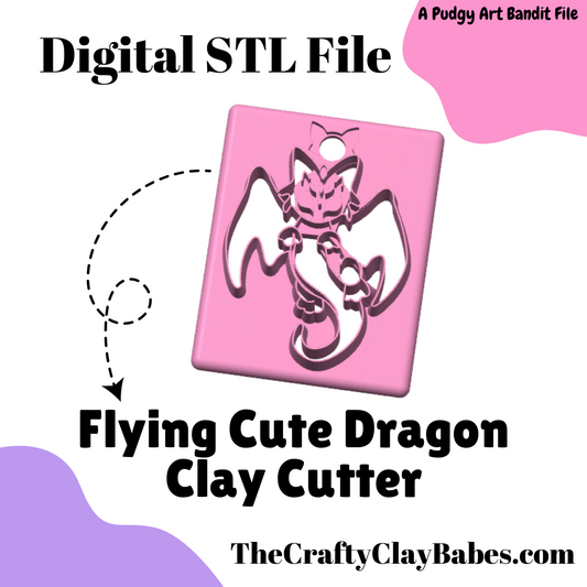 Flying Cute Dragon Digital STL Polymer Clay Earring Cutter File