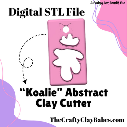 "Koalie" Abstract Digital STL Polymer Clay Earring Cutter File