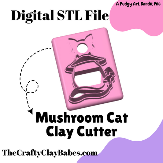 Mushroom Cat Digital STL Polymer Clay Earring Cutter File