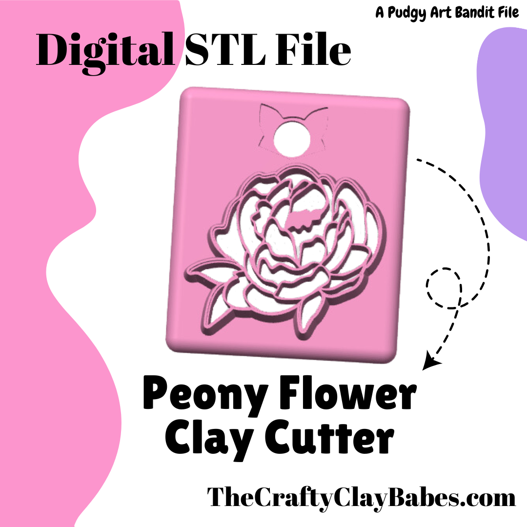 Peony Flower Digital STL Polymer Clay Earring Cutter File