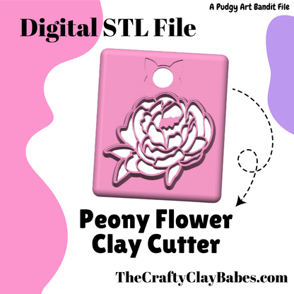 Peony Flower Digital STL Polymer Clay Earring Cutter File