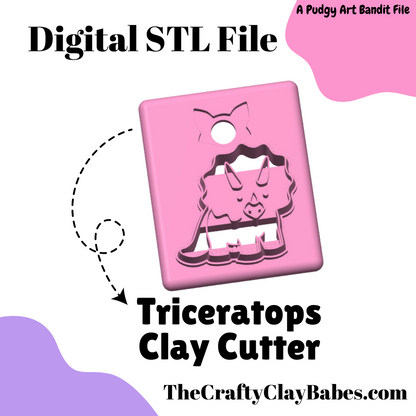 Triceratops Digital STL Polymer Clay Earring Cutter File