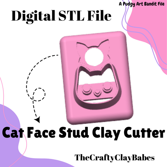 Cat Face Stud Digital STL Polymer Clay Earring Cutter File