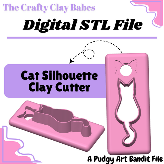 Cat Silhouette Digital STL Polymer Clay Earring Cutter File