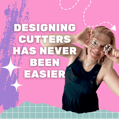 woman holding clay cutters. Designing cutters has never been easier