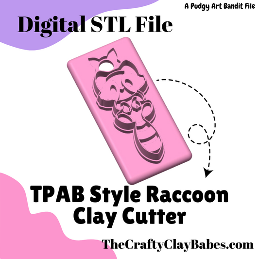 TPAB Style Raccoon Digital STL Polymer Clay Earring Cutter File