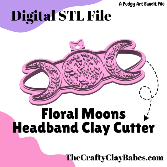 Floral Moon Digital STL Polymer Clay Headband Cutter File