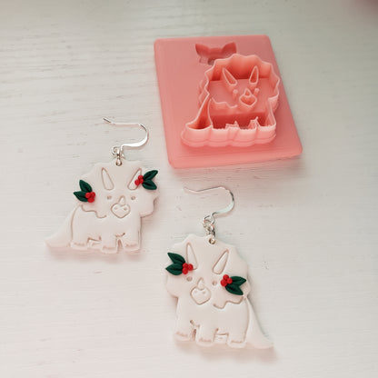 Triceratops Digital STL Polymer Clay Earring Cutter File