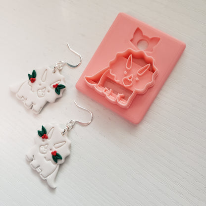 Triceratops Digital STL Polymer Clay Earring Cutter File